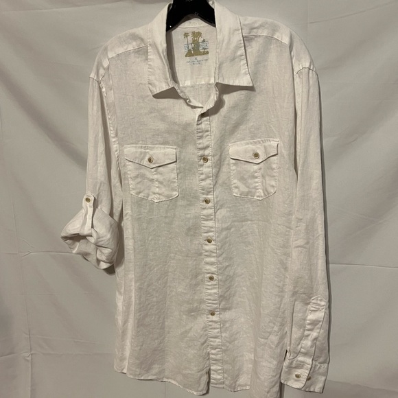 SOLD*** XL 100% Linen Off White Casual Men's Shirt - Picture 4 of 8